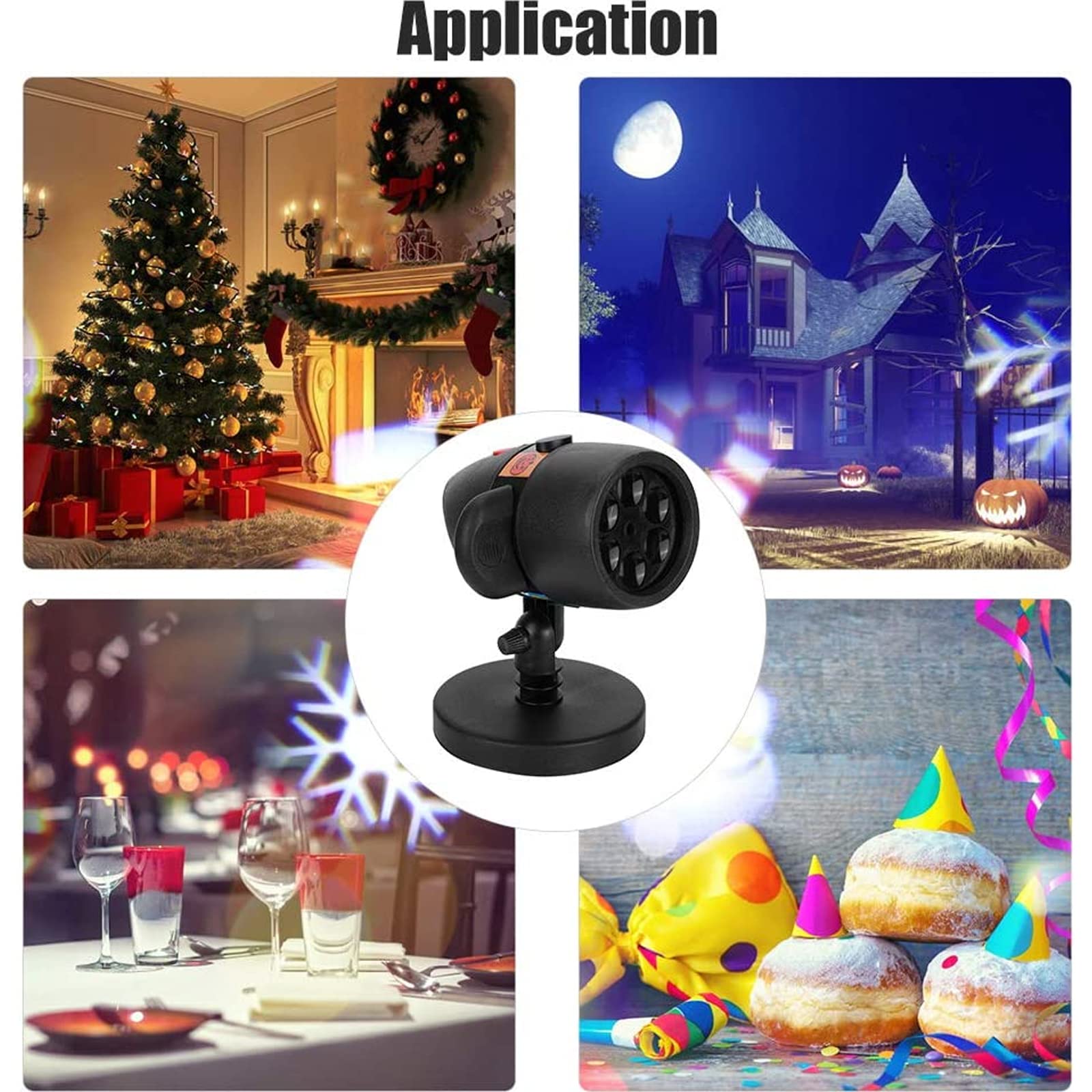 Lumières de projecteur de Noël d'Halloween en plein air, 12 modèles de diapositives HD Lumières de projection étanches IP65 pour les décorations de fête d'anniversaire de Noël (taille: réglementation