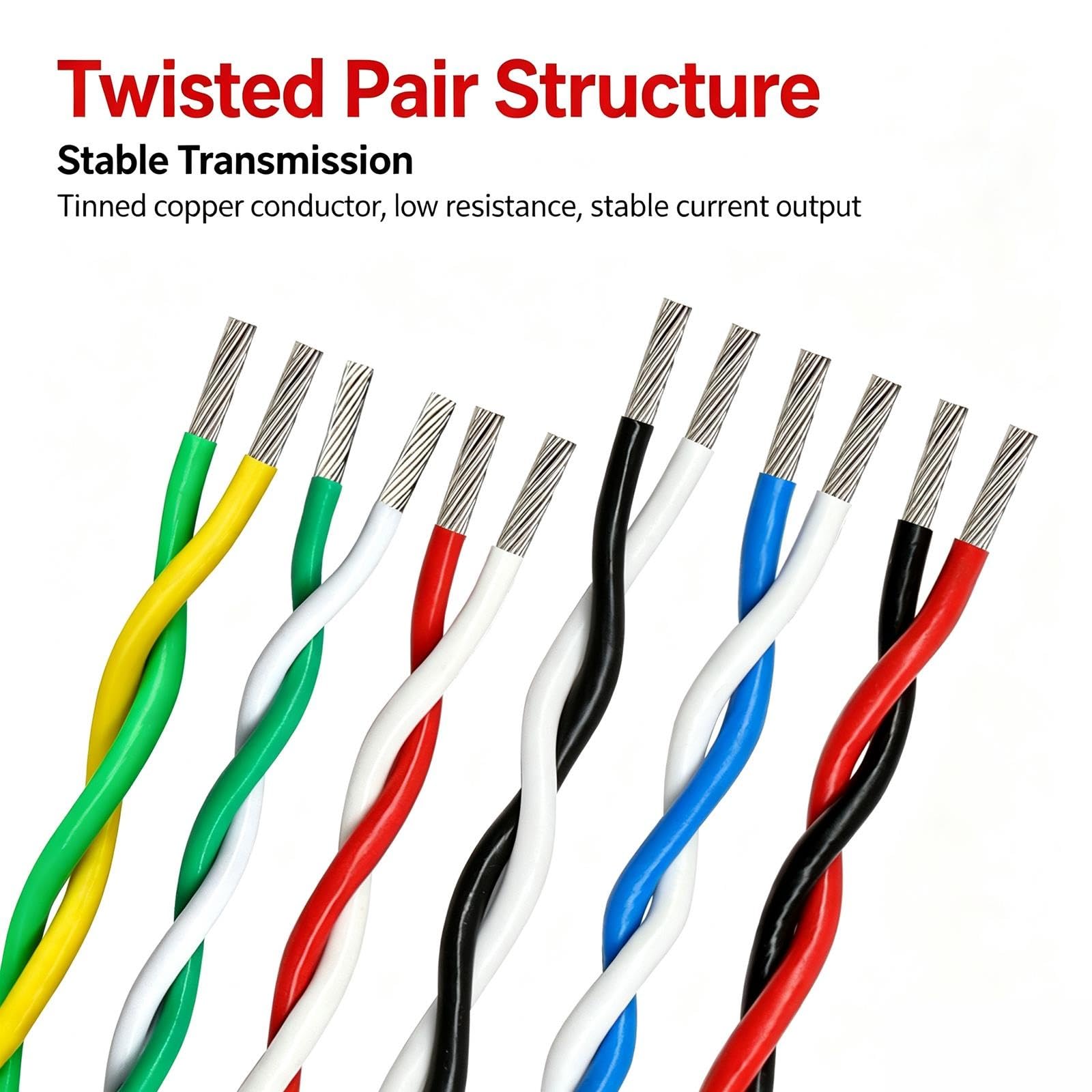 100M Cable Par Trenzado FEP 17-26AWG Cobre Estaño 600V Alta Temp LED Solar