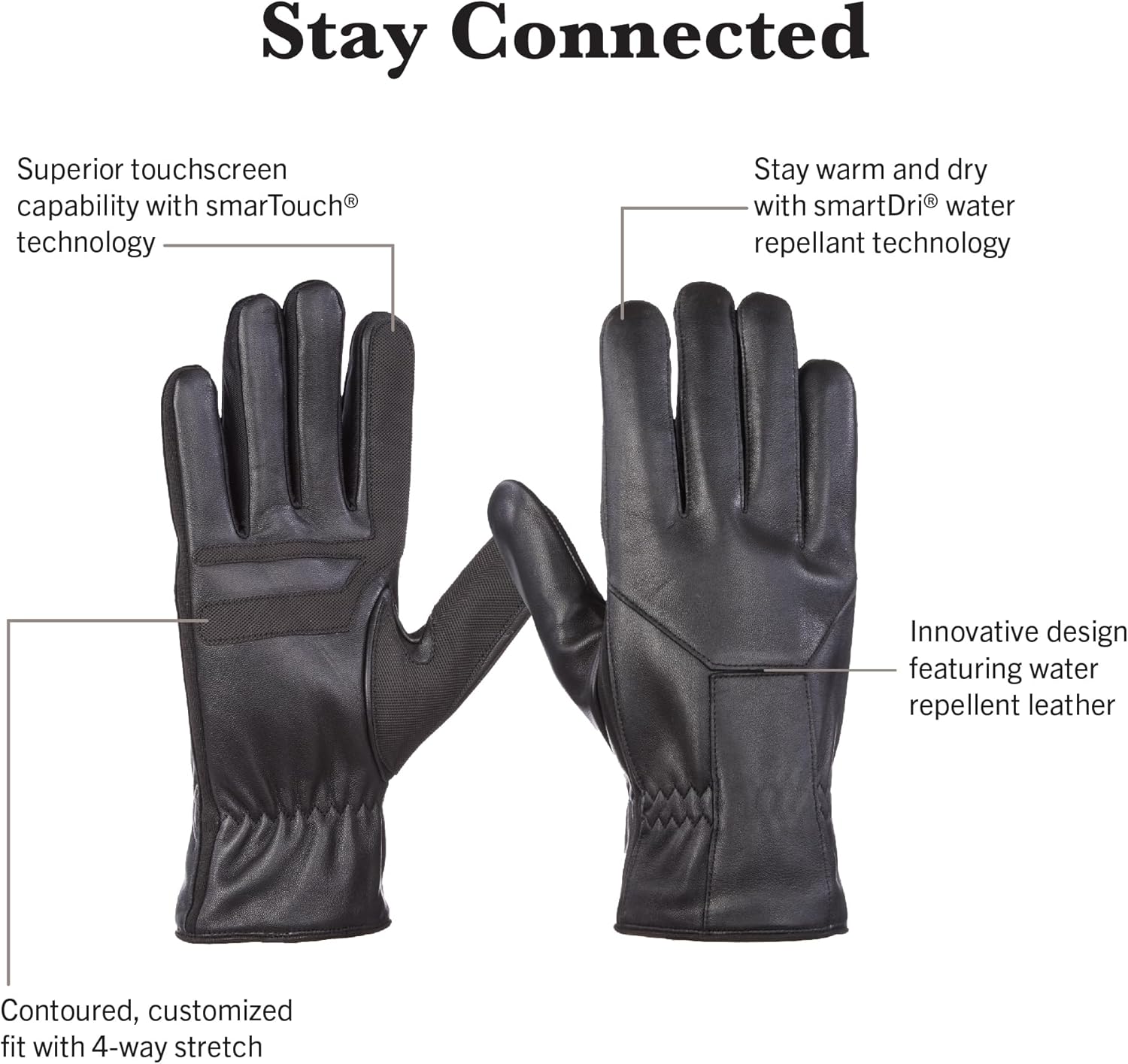 isotoner Men's Water Repellent Leather Glove