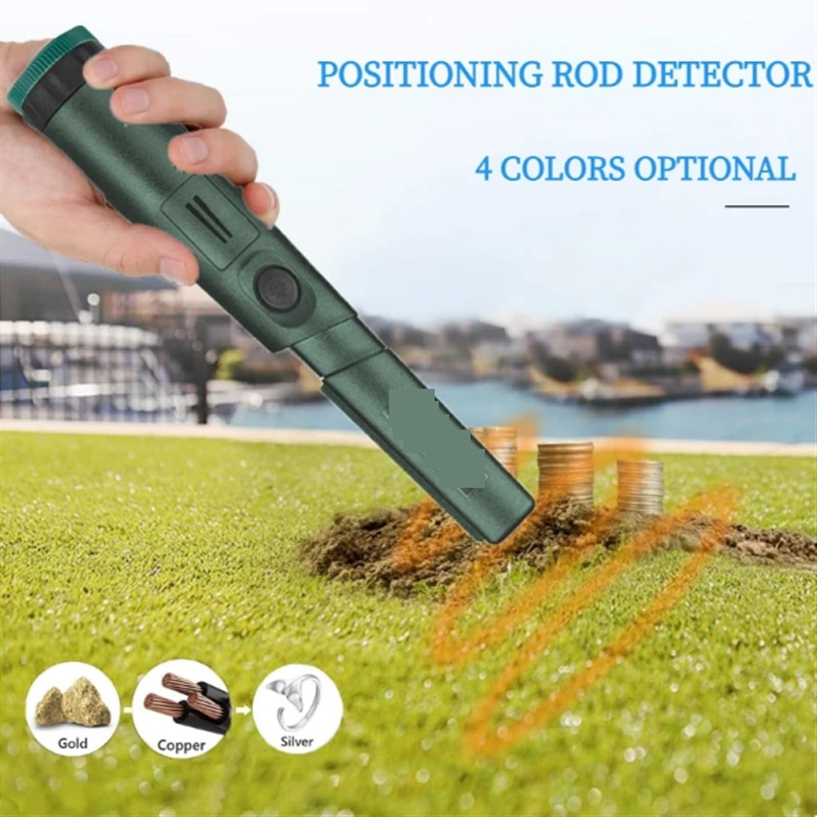Detector de Metales, Detector de Metales Mano con Puntero Alta sensibilidad y precisión IP68 a Prueba Agua(Groen)