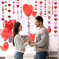 Vista 7 de Boao 100 guirnaldas colgantes de corazón de fieltro de San Valentín con 10 cuerdas para decoración de San Valentín para aniversario de bricolaje