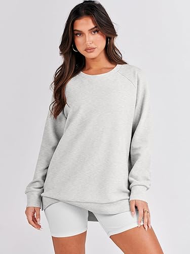 Miniatura 7 de ANRABESS - Sudaderas para mujer de manga larga, túnica, tops, cuello redondo, jersey suave con cremallera lateral, camisa, ropa 2023