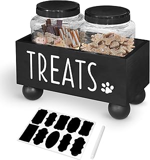 Dog Treat Container, Cat Treat Container, Super Cute Pet Treat Storage Organizer for Dog and Cat, Dog Food Storage Cat Food Storage Container with 2 Jars, Dog Treat Jar, Christmas Gift for Pet Owner