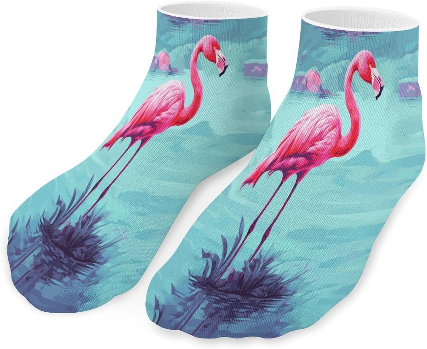 Pink Flamingos Ankle Socks for Men Women 5 Pairs | Comfortable Casual Low Cut Socks, Lightweight No Show Breathable Athletic Socks, Soft Mini Crew Socks for All Seasons
