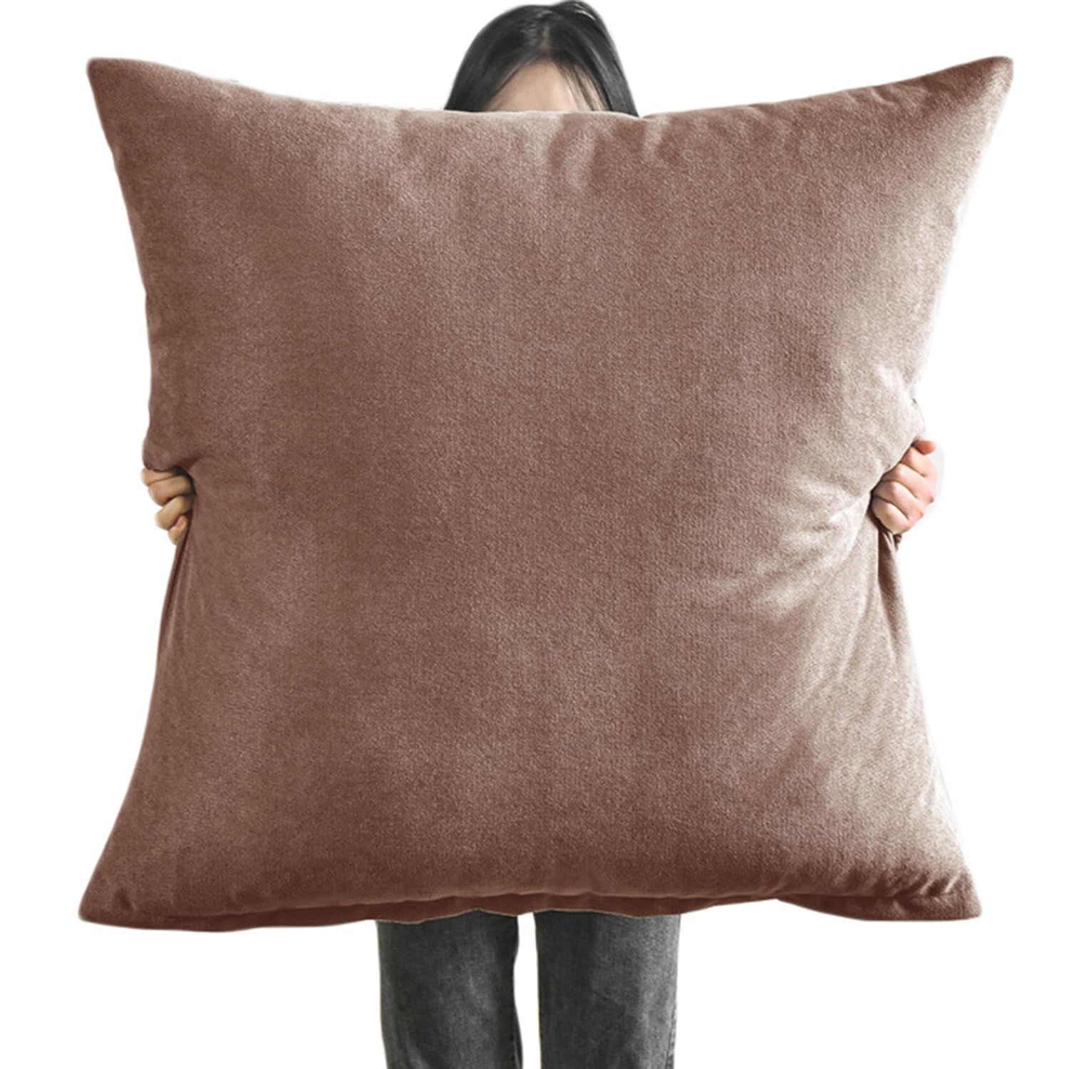 Aqigr Coffee Color Cushion Covers Decorative Throw Pillow Cover 80X80 Cm 70X70 Cm Thick Fabric Square Pillow Cases Protectors 50X50 Cm 60X60 Cm For Couch Sofa Bed With Invisible Zipper(,70X70cm/28X28in)