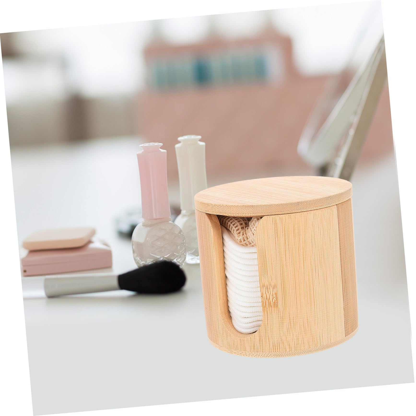 Dischetti Struccanti Riutilizzabili Set in Bamboo per Viso | Tonalità Kaki, Forma Arrotondata, Uso Semplice a Casa o Salone, Presa Naturale e Confortevole del Make-up