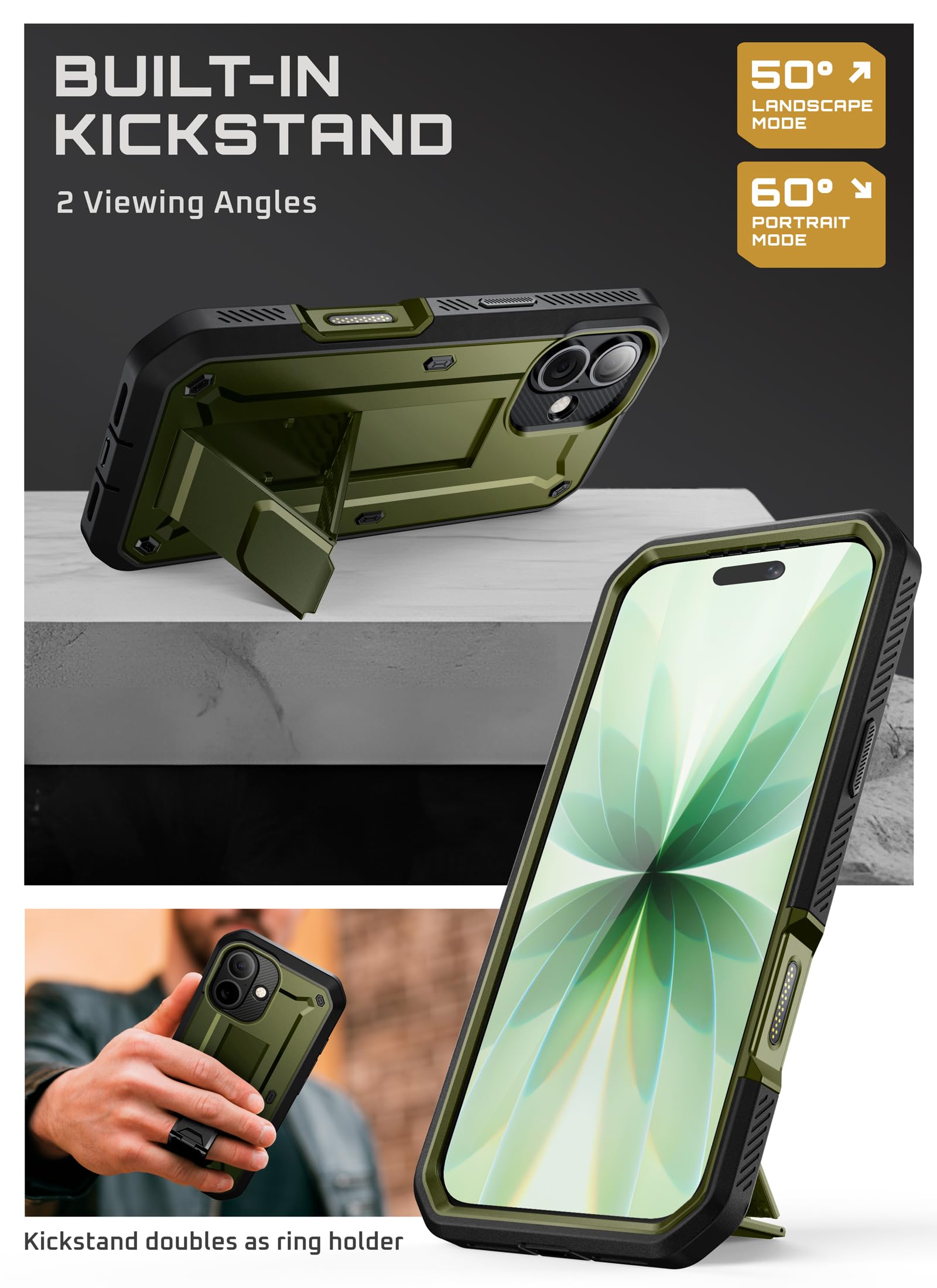 SUPCASE Funda para iPhone 17 6.3 Inch con Botón de Control de Cámara [UB Pro] Carcasa con Protector de Pantalla [Protección de Grado Militar],Verde