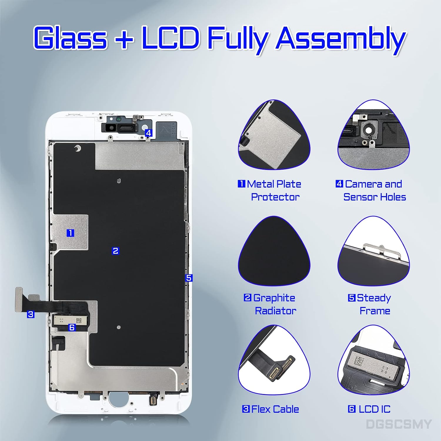 for iPhone 8 Plus Screen Replacement White 5.5" LCD Repair Tool Kit | Display Digitizer 3D Touch Full Assembly Waterproof Adhesive Magnetic Screws Pad Fix Front Glass for 8plus A1864 A1897 A1898