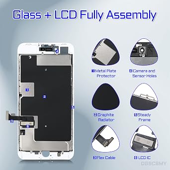 for iPhone 8 Plus Screen Replacement White 5.5 LCD Repair Tool Kit | Display Digitizer 3D Touch Full Assembly Waterproof Magnetic Screws Pad Fix Front Glass for 8plus A1864 A1897 A1898