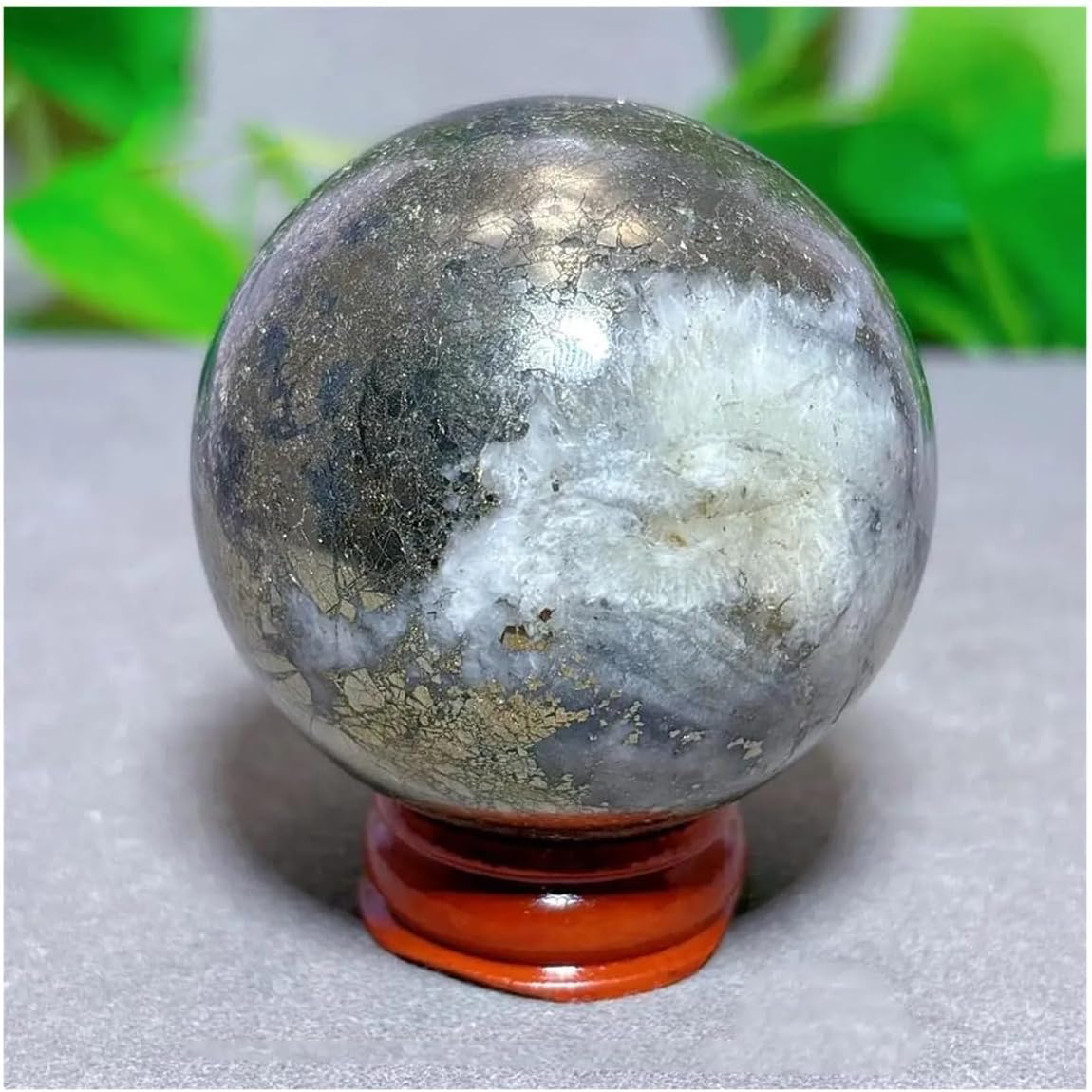 Crystal Stone Home Decor Green Japser Bubble Pyrite Sphere Crystal Natural Stone Quartz Home Decoration