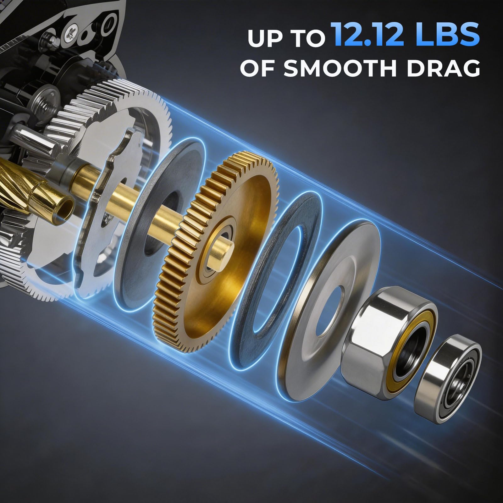 Fishdrops Baitcasting Reels Light Weight & Smooth, 12.12 LB Max Drag, Classic Gear Ratio 6.3:1 Low Profile Baitcaster, 6+ 1 Ball Bearings Anti-Corrosion Baitcasting Fishing Reel