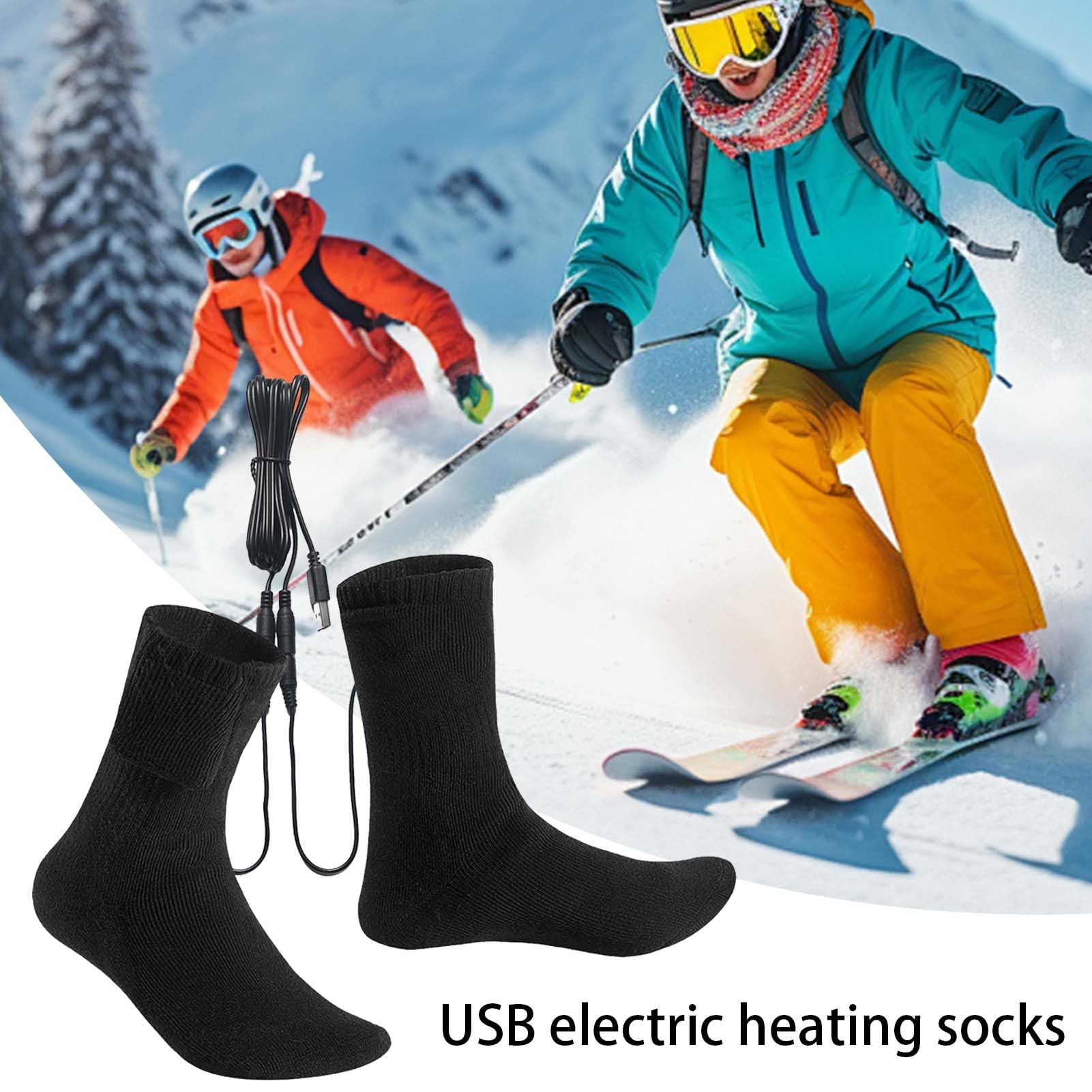 Chaussettes Chauffantes Électrique - Chaussettes Thermiques À Chauffage Rapide USB - Chaussette Chauffantes pour Le Ski, Vélo, Chasse Randonnée, Escalade, Camping, Les Sports De Plein Air