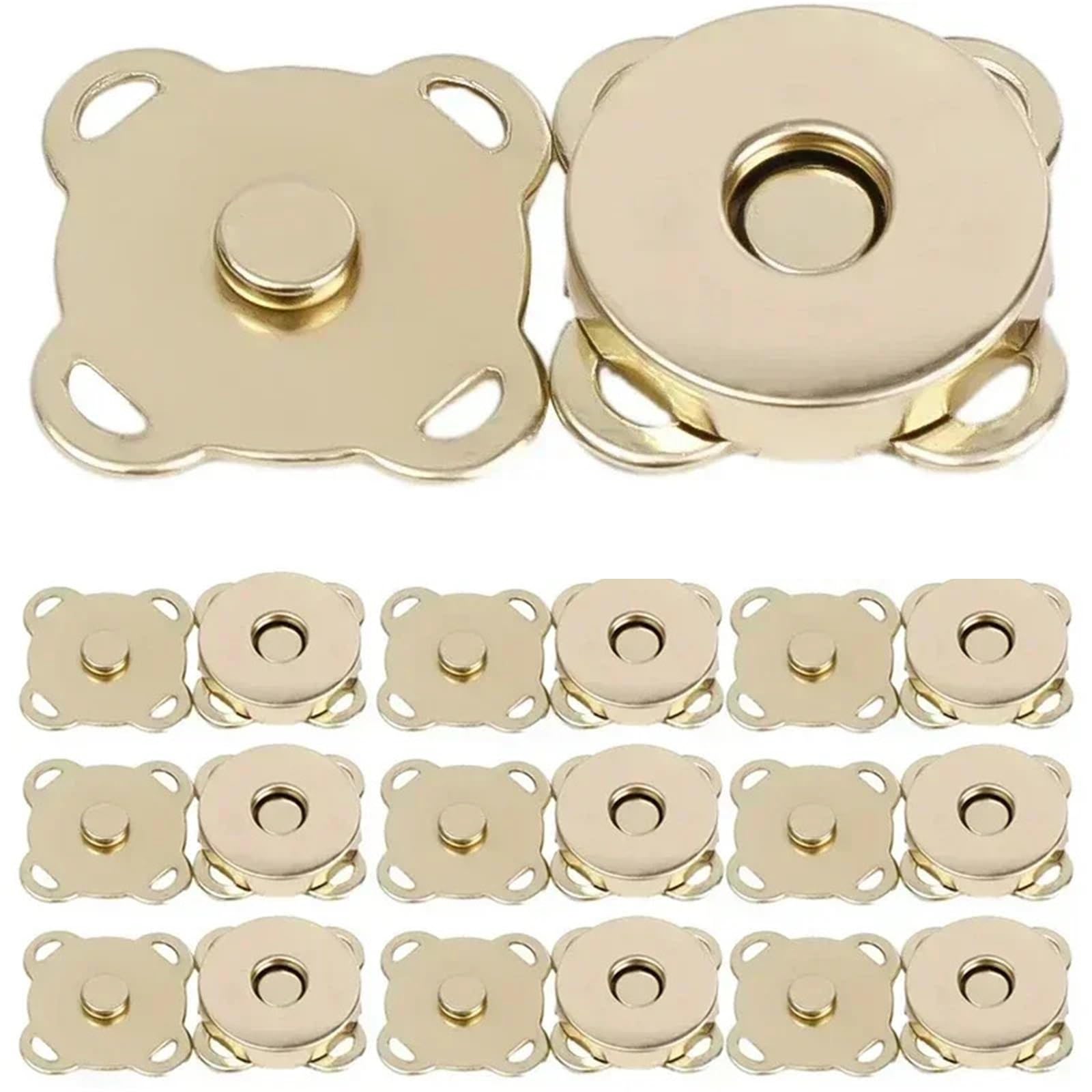 Magnetic Press Studs 1-20set Bags Magnetic Snap Button Fasteners Clasps Buttons Handbag Purse Wallet Craft Bag Parts Mini Adsorption(Gold - 18mm,20Set)