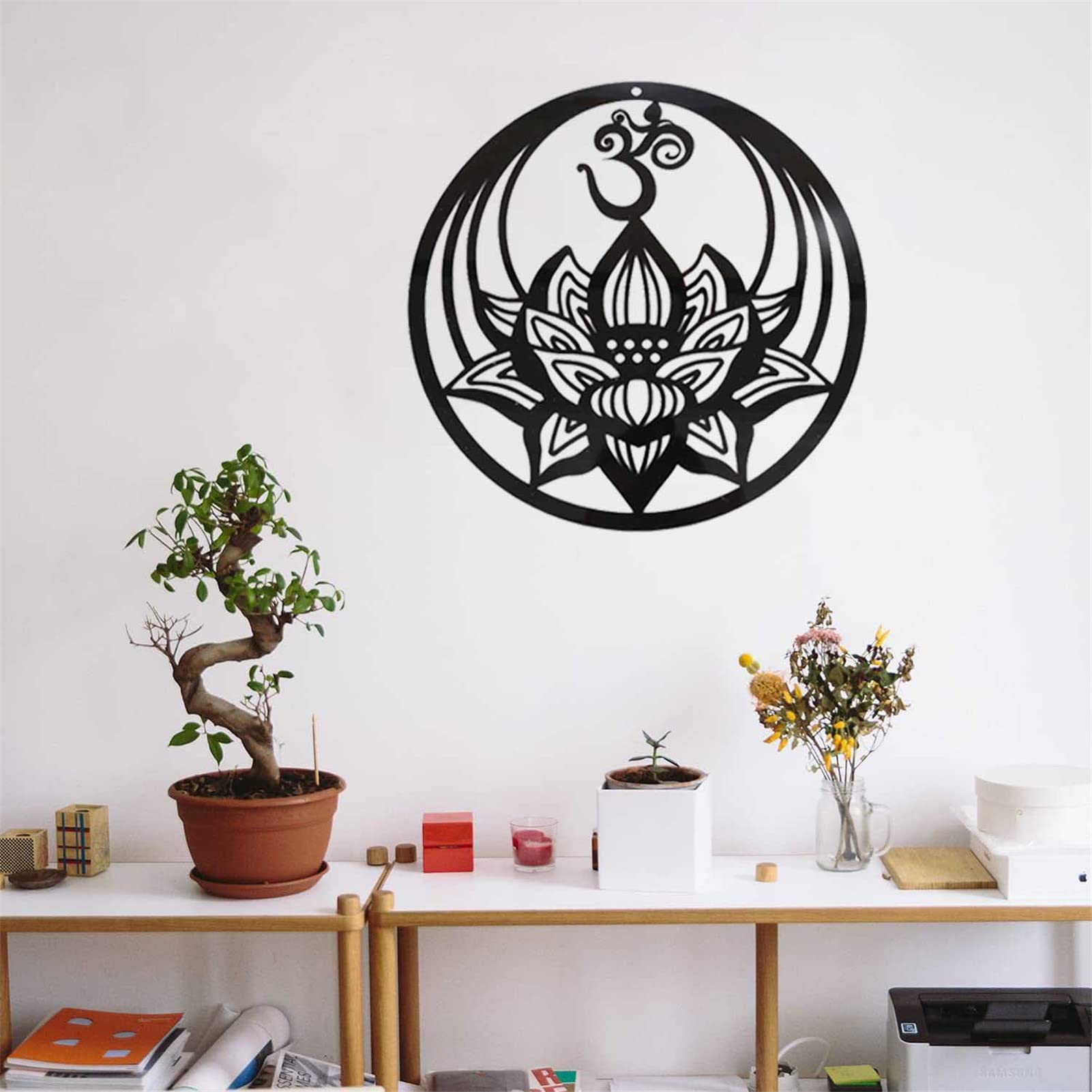 3D Lotus Metal Wall Decor, 60x60cm Duża Mandala Wall Art rzeźby wystrój domu Metal Flower Wall Decor wiszące ozdoby do salonu Sypialnia Pokój do jogi Ogród, dekoracje świąteczne