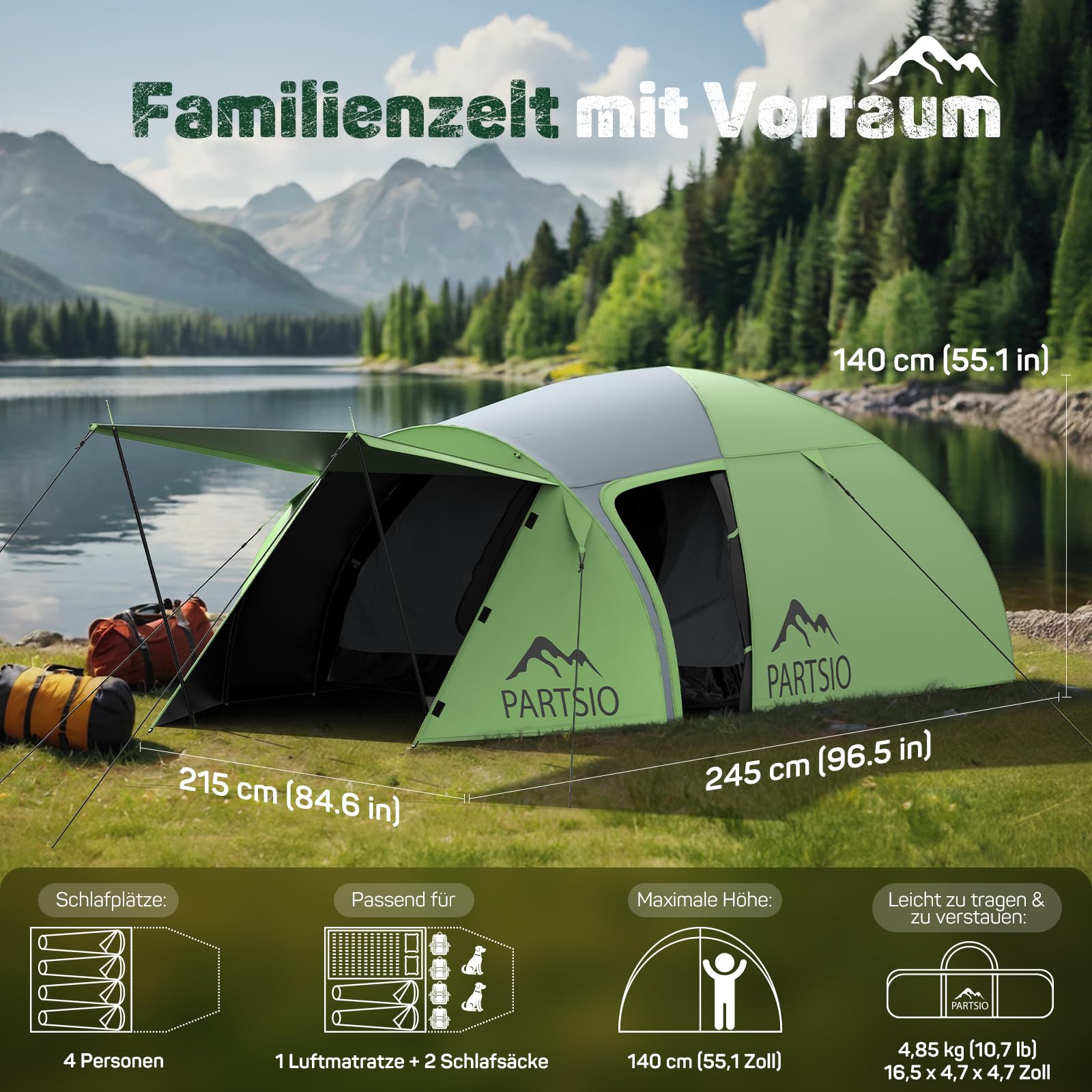 zelt 7x4 Partsio Camping mit Lobby Zelt 2-4 Personen Wasserdicht 4000mm Kuppelzelt Vorzelt Abnehmbarer für Trekking & Festival Familienzelt Camping Reise Trekking Garten Wohnraumvolumen: 7,2 m³ Sport & Freizeit Oakley ARO5 Race MIPS Face Tent Mask with Corrugated Tubing by Teleflex Medical Color:Nickel w/ Koa