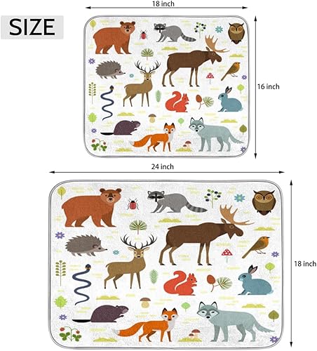Miniatura 2 de Animals Deer Bear Dish Drying Mat 16x18 Inch Absorbent Reversible Microfiber Dish for Kitchen Coffee Bar Countertop