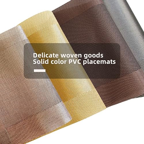 Miniatura 5 de Canglifull Juego de 6 manteles individuales impermeables tejidos de vinilo hermosos manteles individuales lavables y duraderos antideslizantes para