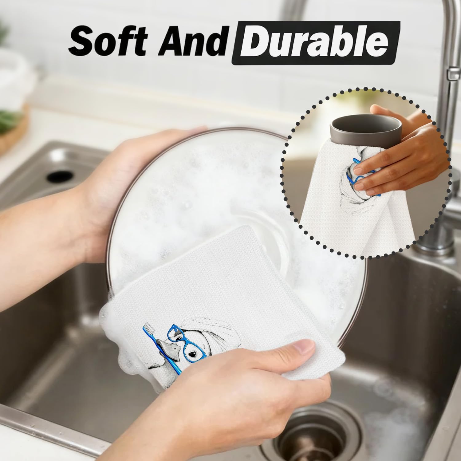 Funny Duck Bathroom Hand Towels, Duck Bathroom Decor, Gifts for Ducks Lovers Decorative Hand Towels for Bath Room Washroom Restroom, 16x24 Inch - Image 6