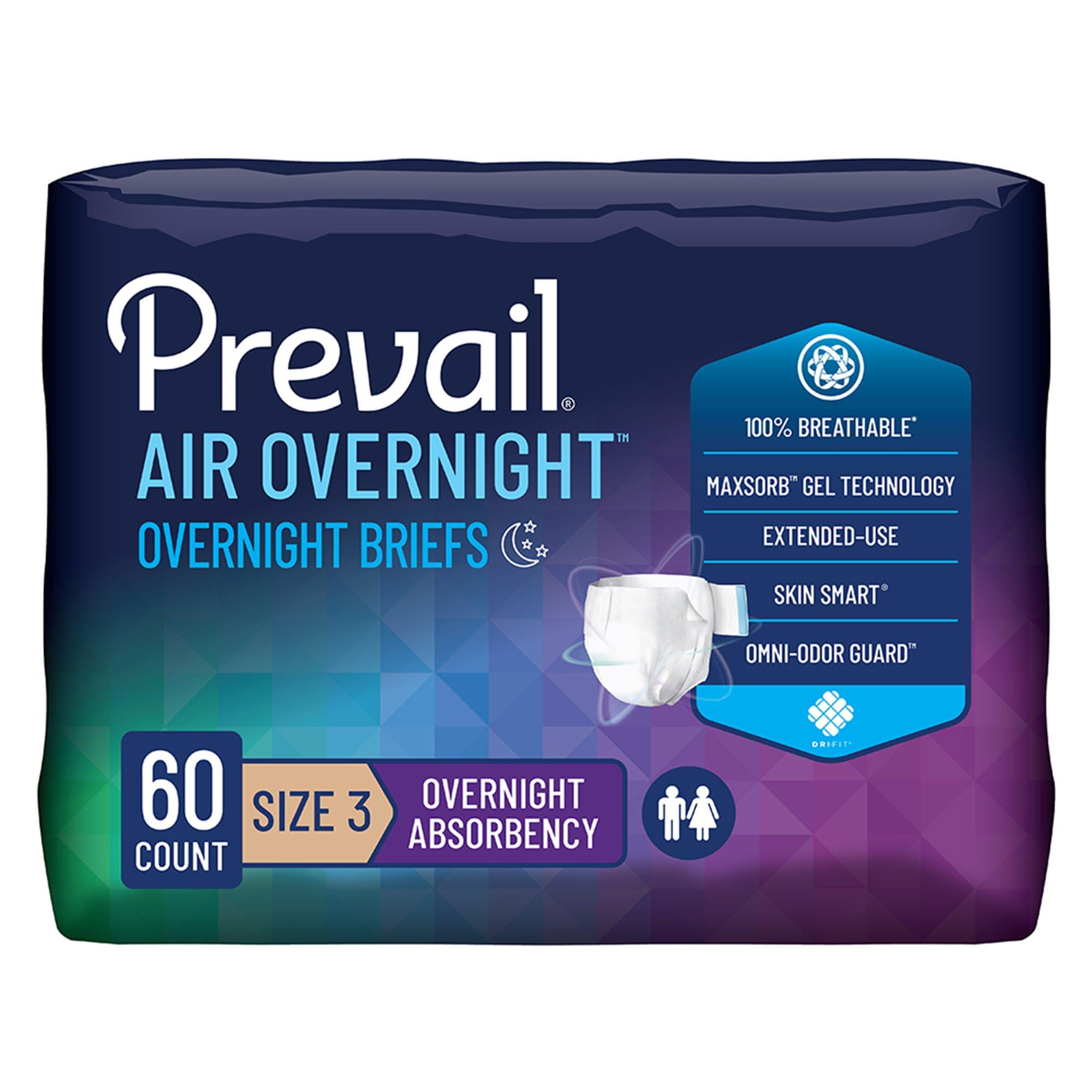 Prevail Air Overnight Incontinence Adult Brief with Refastenable Tabs | Tape Style Diaper for Heavy Incontinence | Adult XLarge Diaper |Adult Diaper 60 - Count-image-21