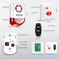 Vista 9 de Daytech Sistema de alarma de seguridad inalámbrico con sirena estroboscópica, botones de pánico y alerta SOS para el hogar, tiendas minoristas