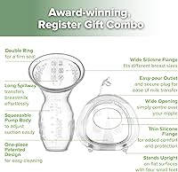Vista 4 de haakaa Extractor de leche manual para lactancia materna de 4 oz/3.4 fl oz y colector de leche de mariquita 2.5 oz/2.5 fl oz Combo, silicona de grado