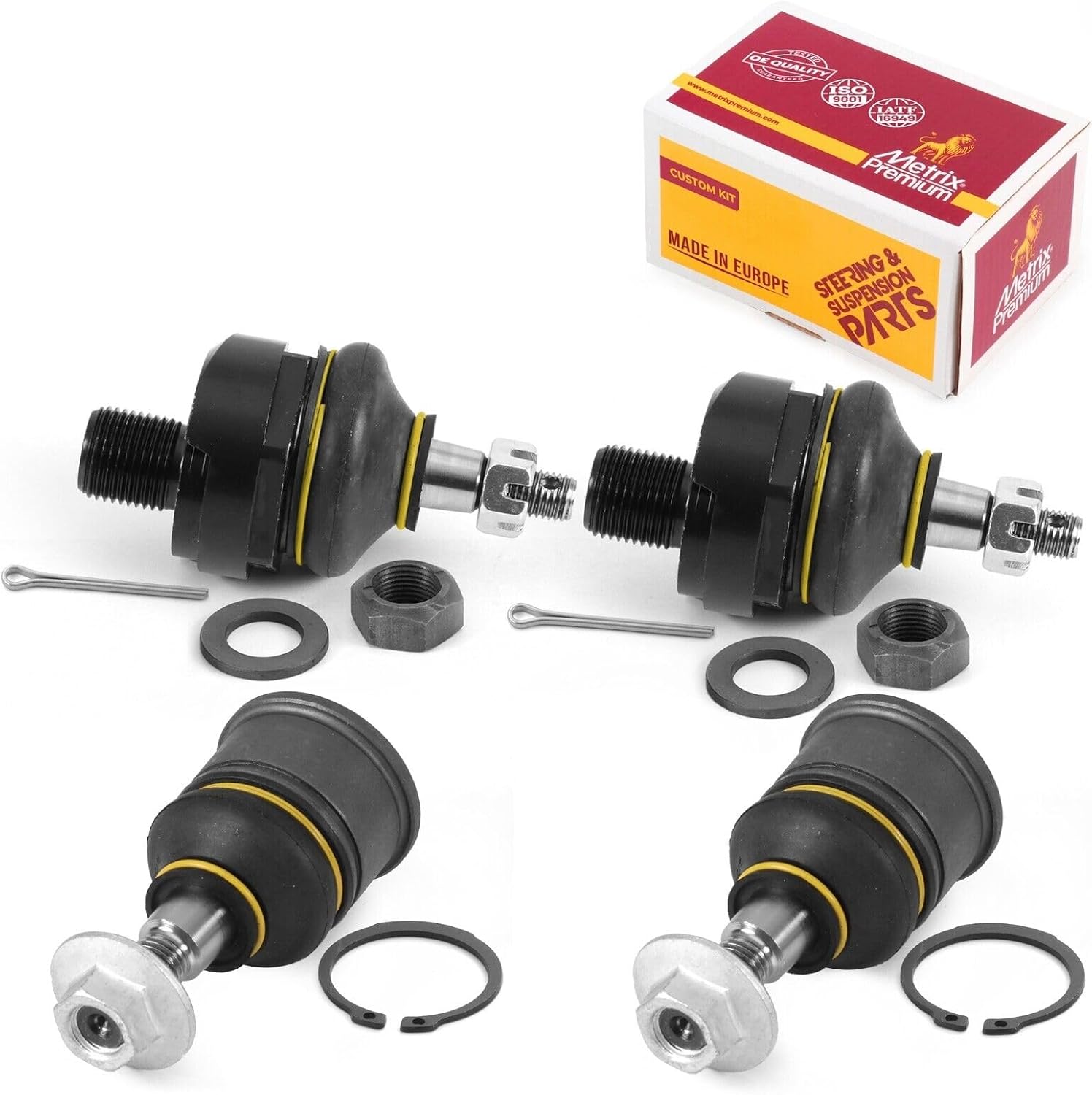 Metrix Premium Chassis Parts - 4 PC Front Upper & Front Lower Ball Joint Kit Fits 1990-1993 Acura Integra, 1988-1991 Honda Civic, 1988-1991 Honda CRX, Replacement K9385, K90492, Made in Europe