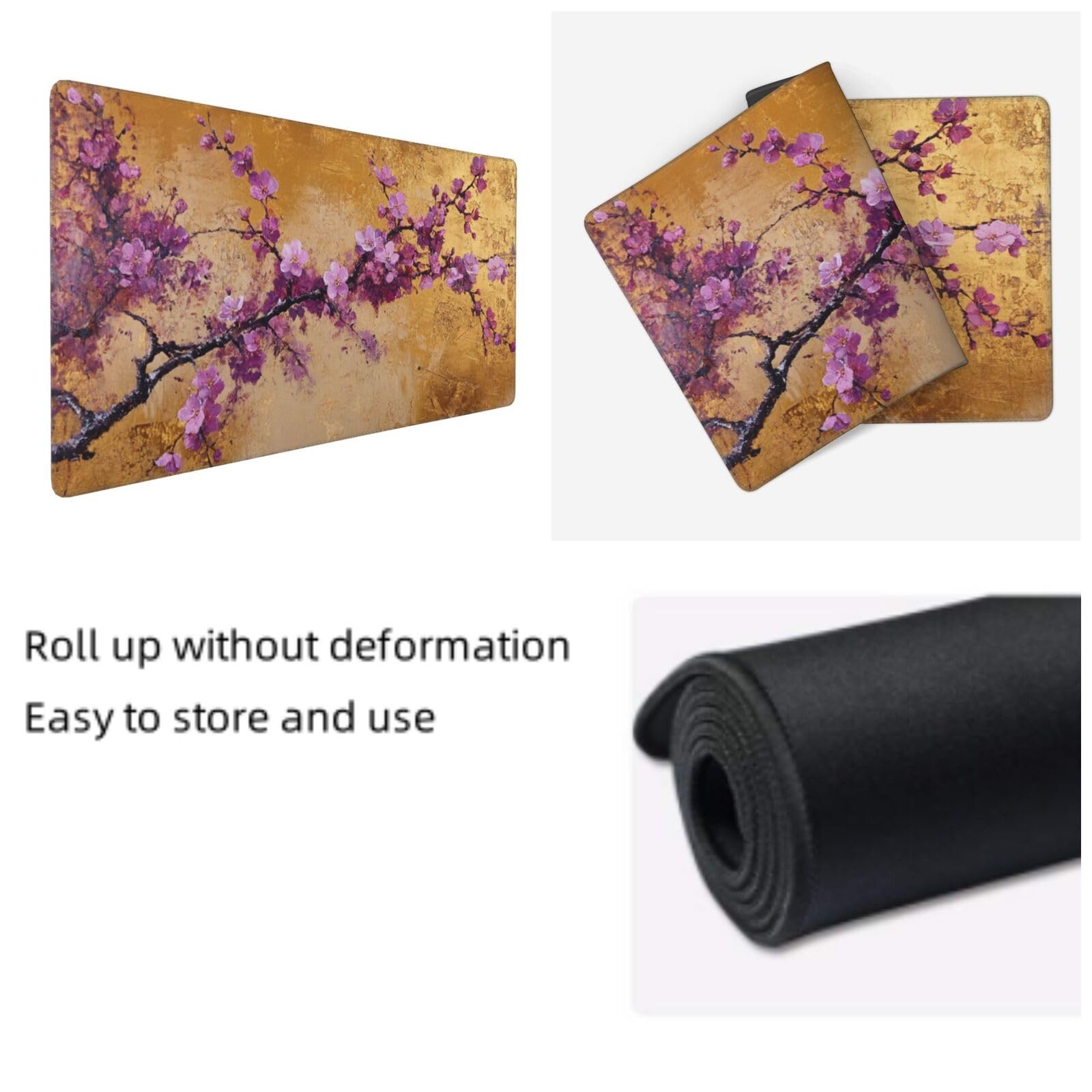 Tappetino Mouse XXL Fiore & Viola, 100 x 50 cm Tappetino da Scrivania G452 | Tappetino per Mouse, Base in Gomma Antiscivolo, Superficie Impermeabile, Bordi Cuciti, Tappetino Scrivania per Ufficio, Gioco
