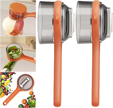 Peeling Knife With Storage Box, Fruit And Vegetable Peeler With Container, Double-Sided Stainless Steel Multi-Function Peeler For Home Kitchen D-2pcs Orange