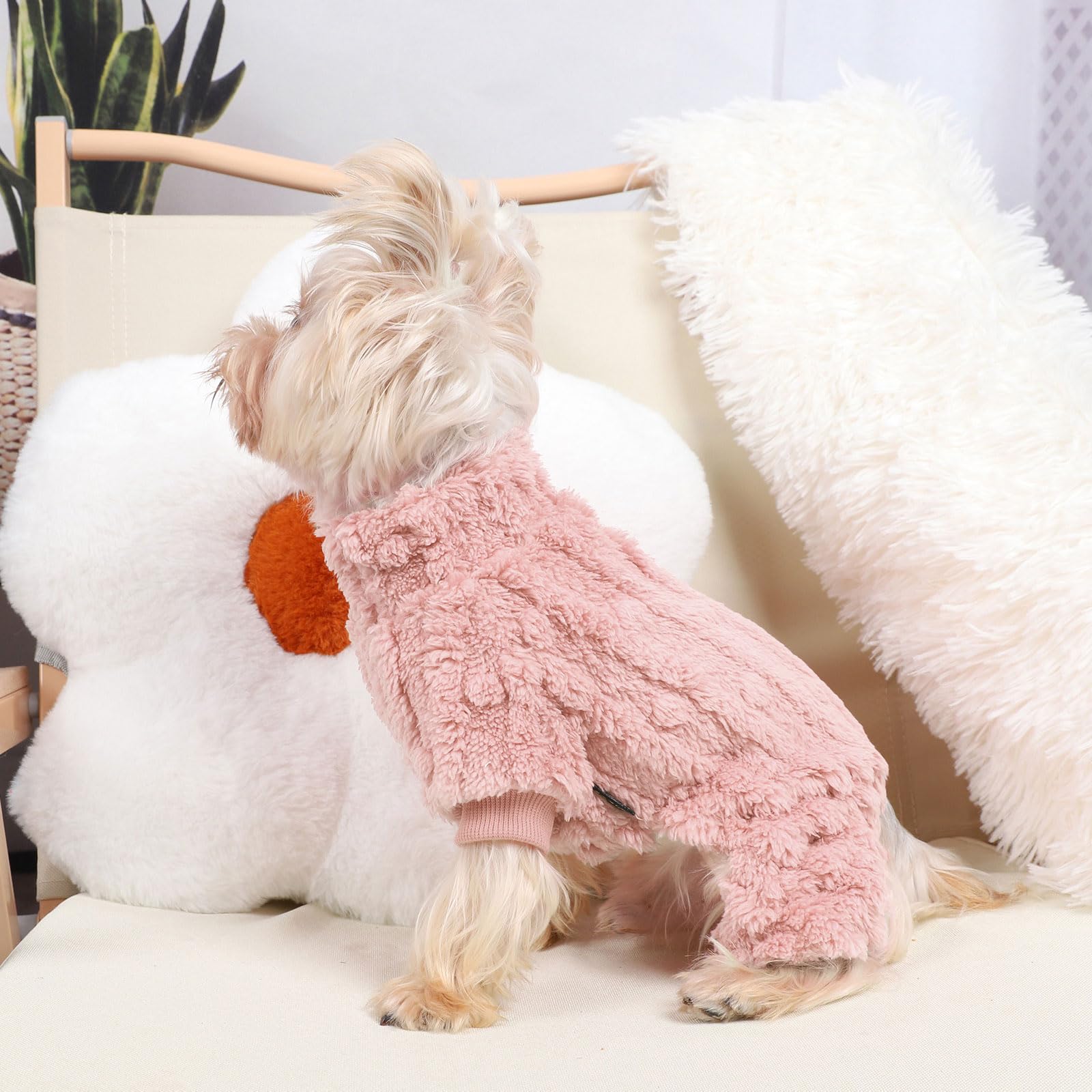Pyjama pour chiens de petite taille, pull à col roulé – Chandail à col roulé – Vêtements épais et chauds – Manteau en polaire pour temps froid – Pyjama d'hiver pour chihuahua, yorkshire, animal de
