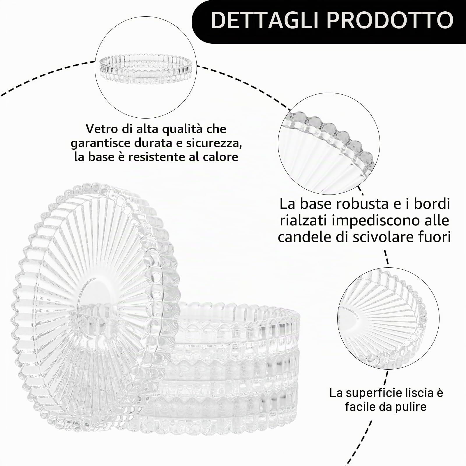 Set di 12 portacandele in vetro trasparente, 10 x 1,5 cm, sottobicchiere per decorazione da tavolo, matrimonio, Halloween, festa di Natale