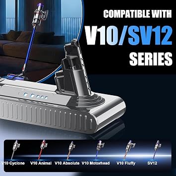 Upgraded 10000mAh Replacement for Dyson V10 Battery SV12 242151, 25.2V Battery Compatible with Dyson V10 Cyclone/Animal/Absolute/Fluffy/Motorhead Cordless Vacuum Cleaner