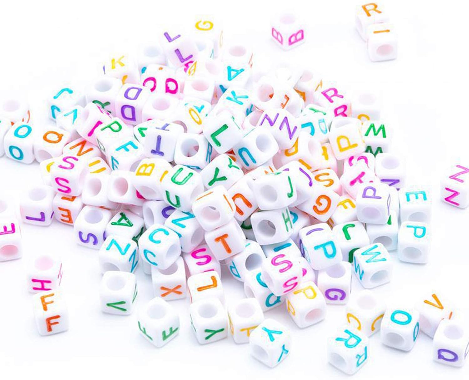 DAHI 1000PCS Cube Letter Beads Colorful Square Alphabet Bead A-Z Acrylic 6mm Letter Beads for Jewelry Making (Color White 6x6mm) - Image 3