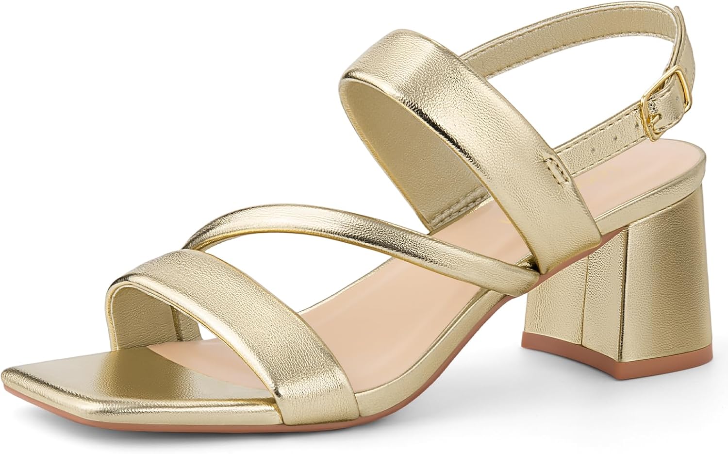 Women's Strappy Low Block Chunky Heel Sandals Square Open Toe Ankle Strap Comfortable Dress Sandals Shoes Wedding Party