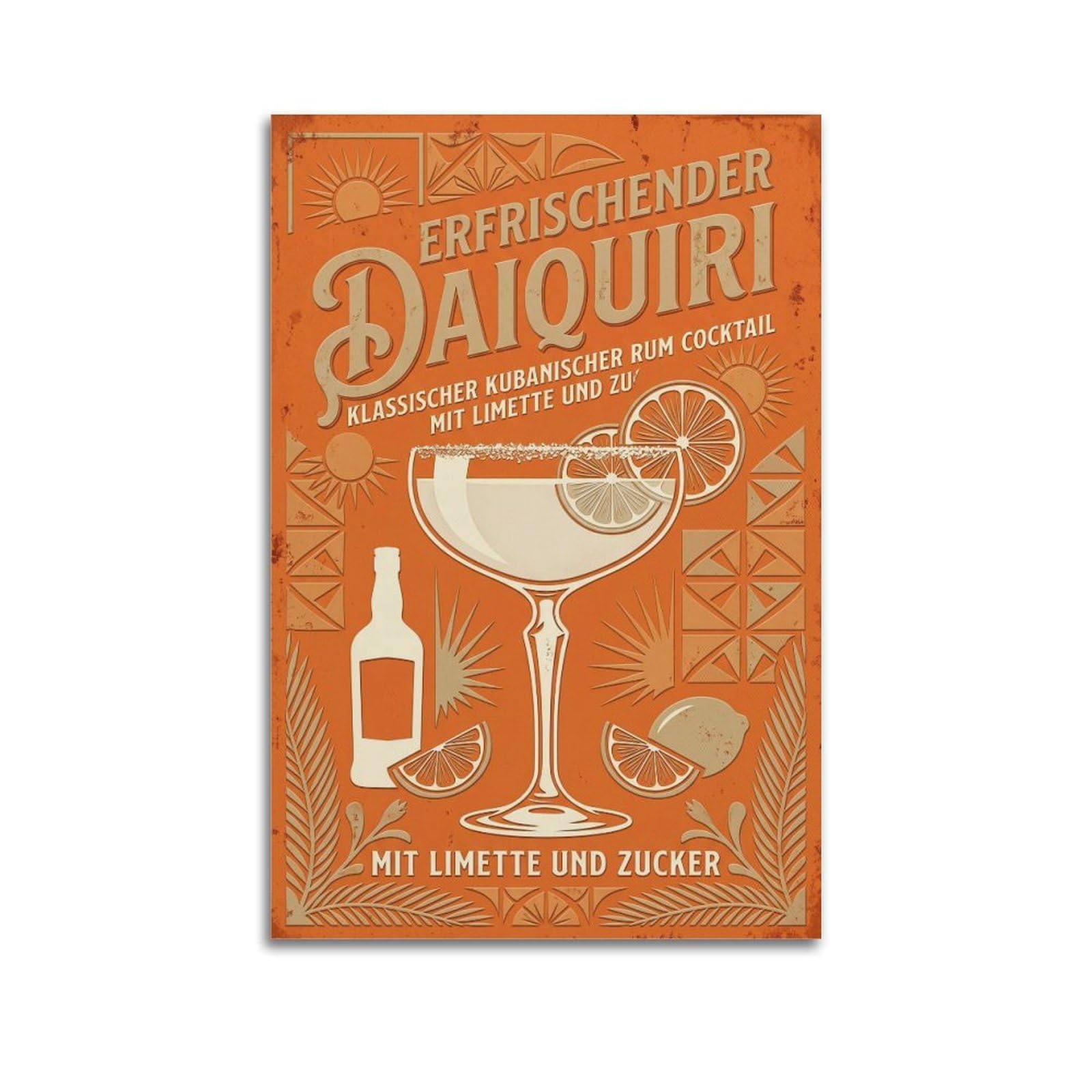 Xkuga Boys Unframe-Style Daiquiri Lime Rum Cocktail Poster Mixology Vintage Bar Guide Modern Decorative Canvas Prints - Ideal Wall Art For Family, Man Cave, Game Room, & Girls Bedroom 20X30inch(50X75cm)