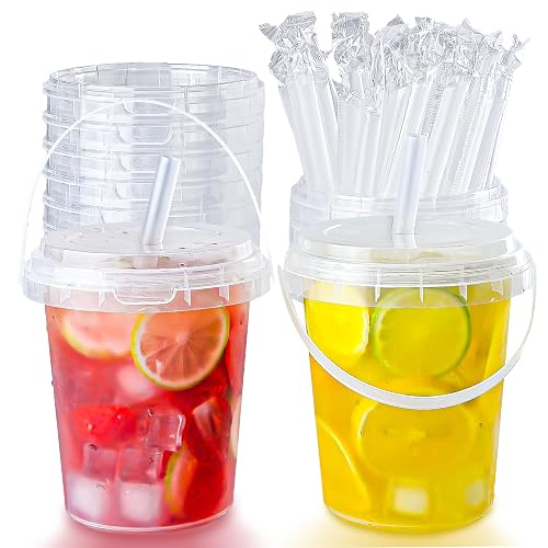 Qsqwsuye 15sets Disposable Plastic Cup With Lid and Straw
