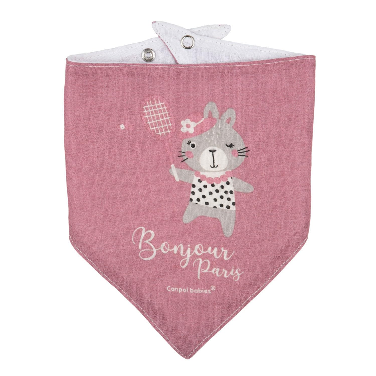 Canpol Baby Muslin, bawełna, bandana, chusta na szyję, zestaw 2 szt. Bonjour Paris (różowy)