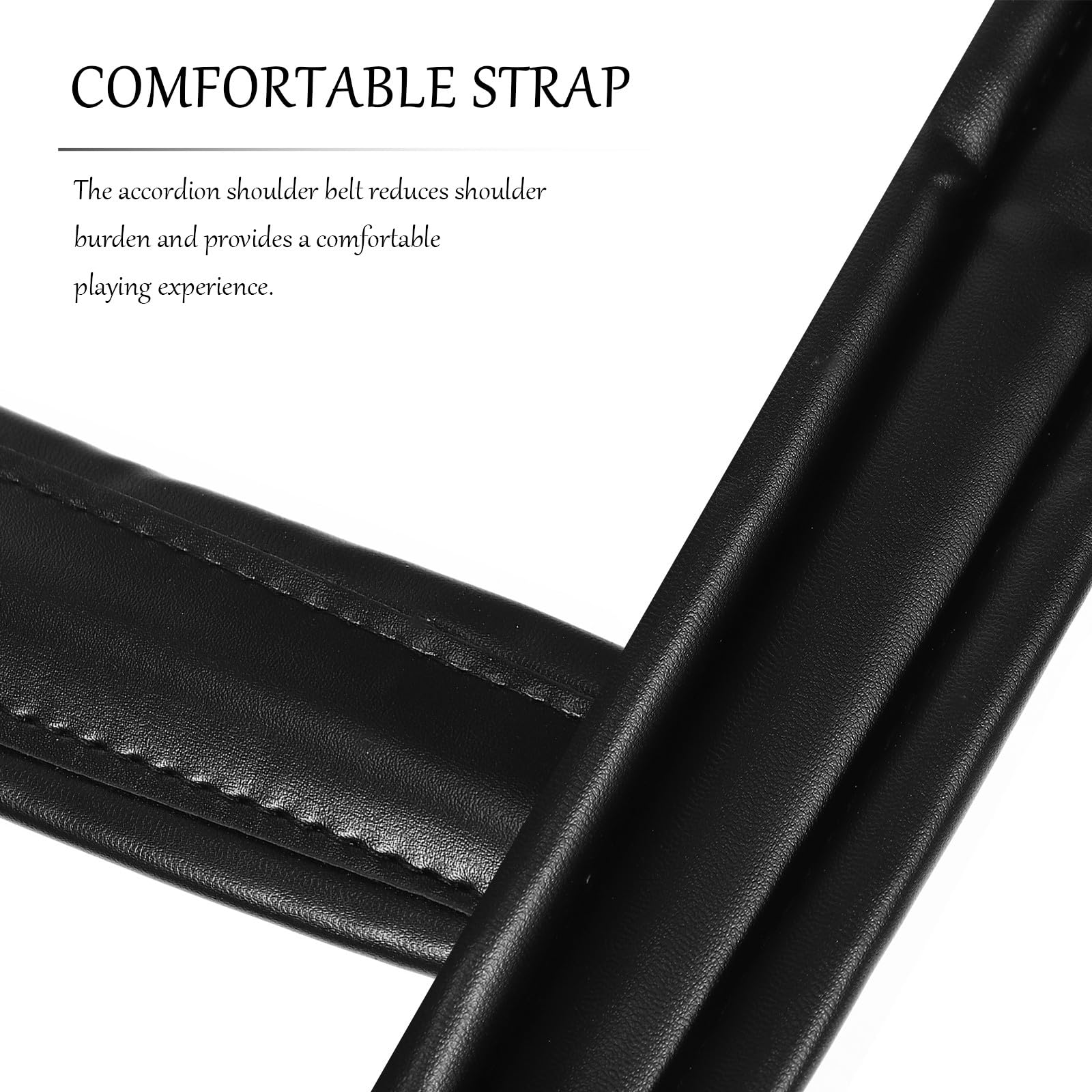 Toyvian Cinturón de Acordeón Ajustable Negro de Cuero Grueso, Correa de Repuesto Cómoda y Desmontable para Acordeones, Accesorio Compacto para Músicos, Soporte Resistente