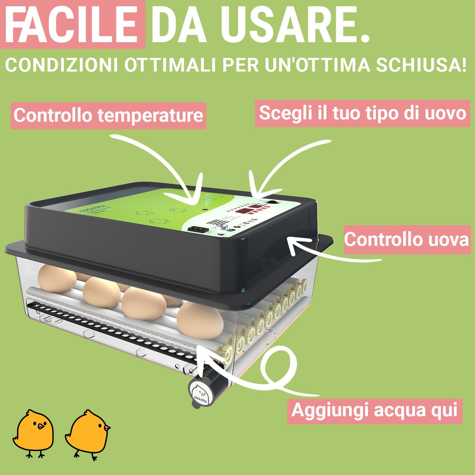 OBI-36 Incubatrice 36 uova per galline, papere e altri + NUOVE 2024 + Rotazione automatica + Controllo Temperatura + Indicatore Umidità + Candela per uova integrata + GARANZIA 5 ANNI