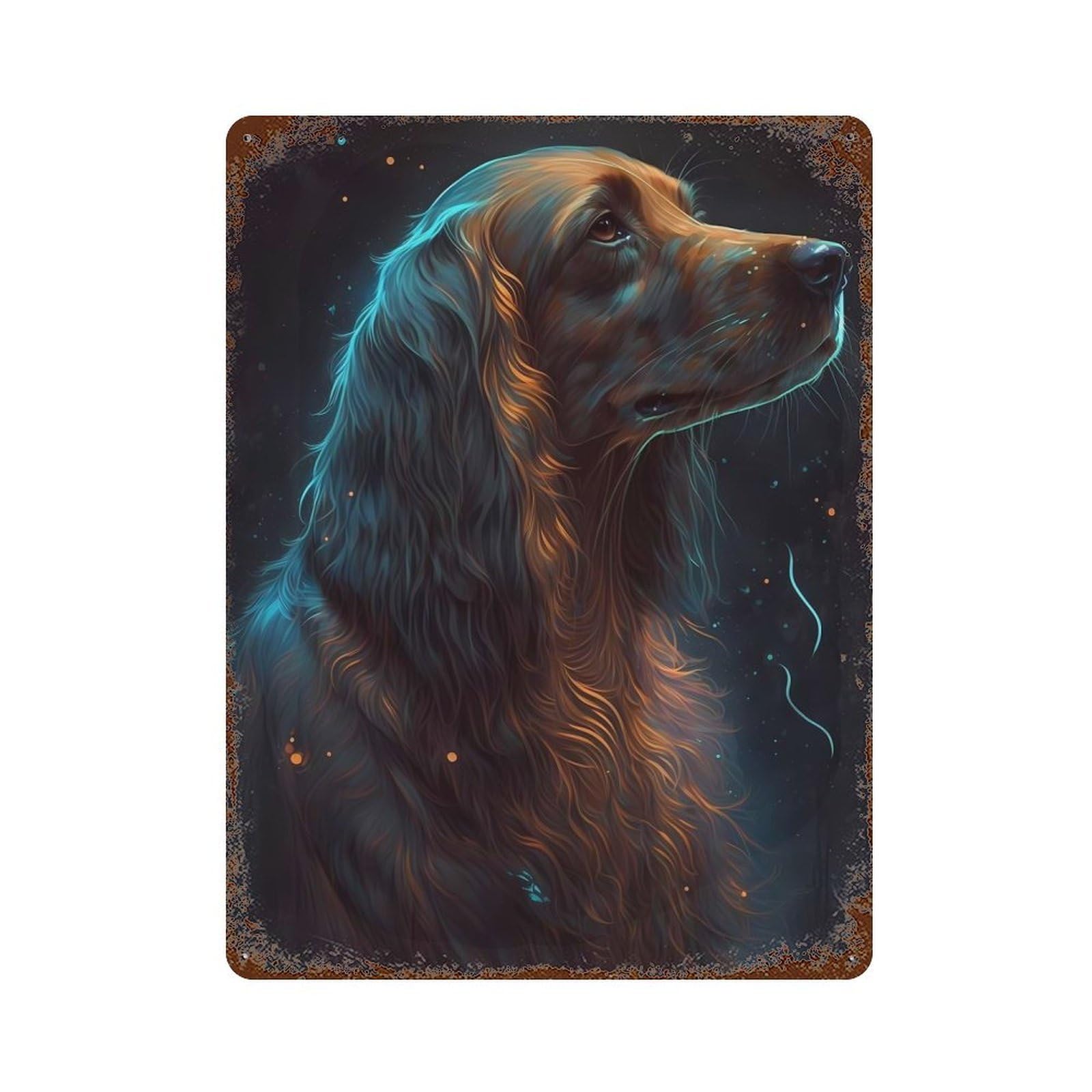 Irish Setter Dog Vintage Wall Sign 15.7"x11.8", Rust Effect Metal Decor for Office, Studio And Wall Decor