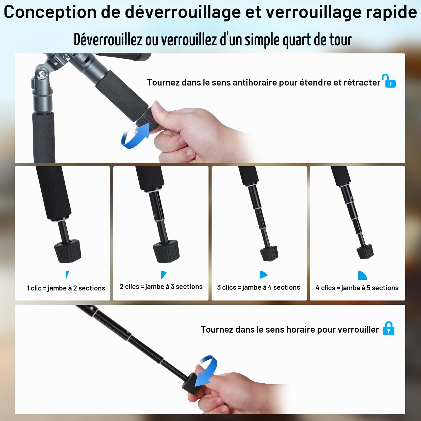 SIRUI Mini Trépied Appareil Photo de Bureau en Aluminium avec Rotule 360°, 52cm Trépied de Bureau Compact pour Caméscope Vidéo Appareil Photo Reflex Numérique, Charge Jusqu'à 10 kg, AM-TT50