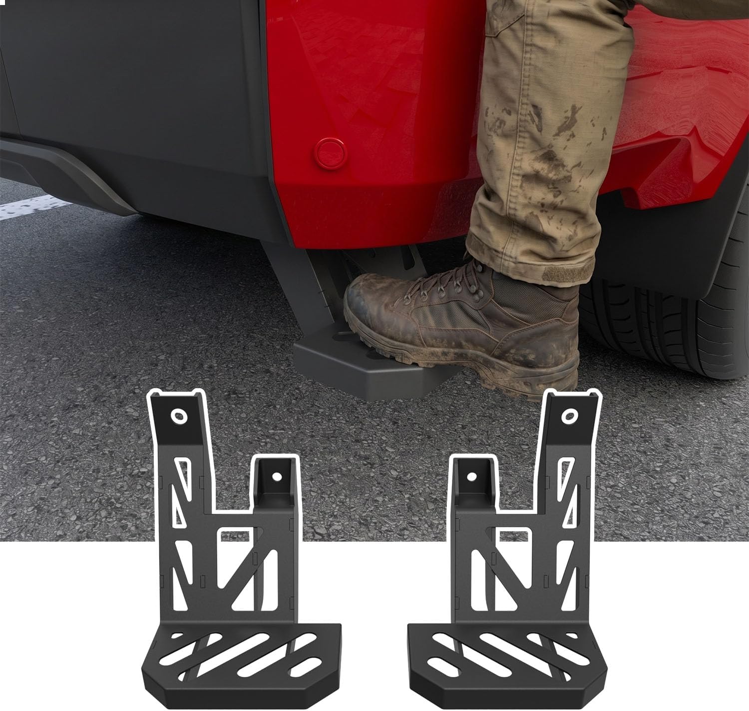 2PCS Tailgate Step Compatible with 2022-2026 Toyota Tundra Truck Bumper Pedal Rear Step Replacement for 2022-2026 Toyota Tundra Accessories