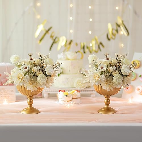 Miniatura 2 de Sziqiqi Jarrón de urna para centro de mesa de boda jarrón de compota dorada de 7.9 pulgadas, decoración de mesa, juego de 10 macetas de arreglo