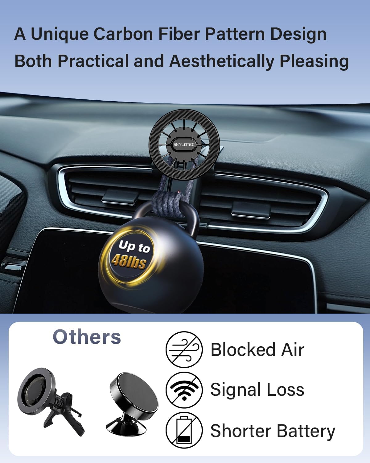 SKYLOTEC Car Phone Holder for Nissan Rogue/Rogue Sport 2014 2015 2016 2017 2018 2019 2020 Accessories Automobile Cradles Magnetic Phone Mount Compatible with MagSafe, Strong Magnets Cell Phone Base
