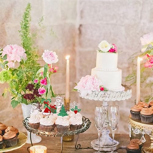 Vista 90 de Rsstarxi Paquete de 30 adornos navideños para cupcakes de hombre de jengibre con purpurina para baby shower, decoración para temática de Feliz