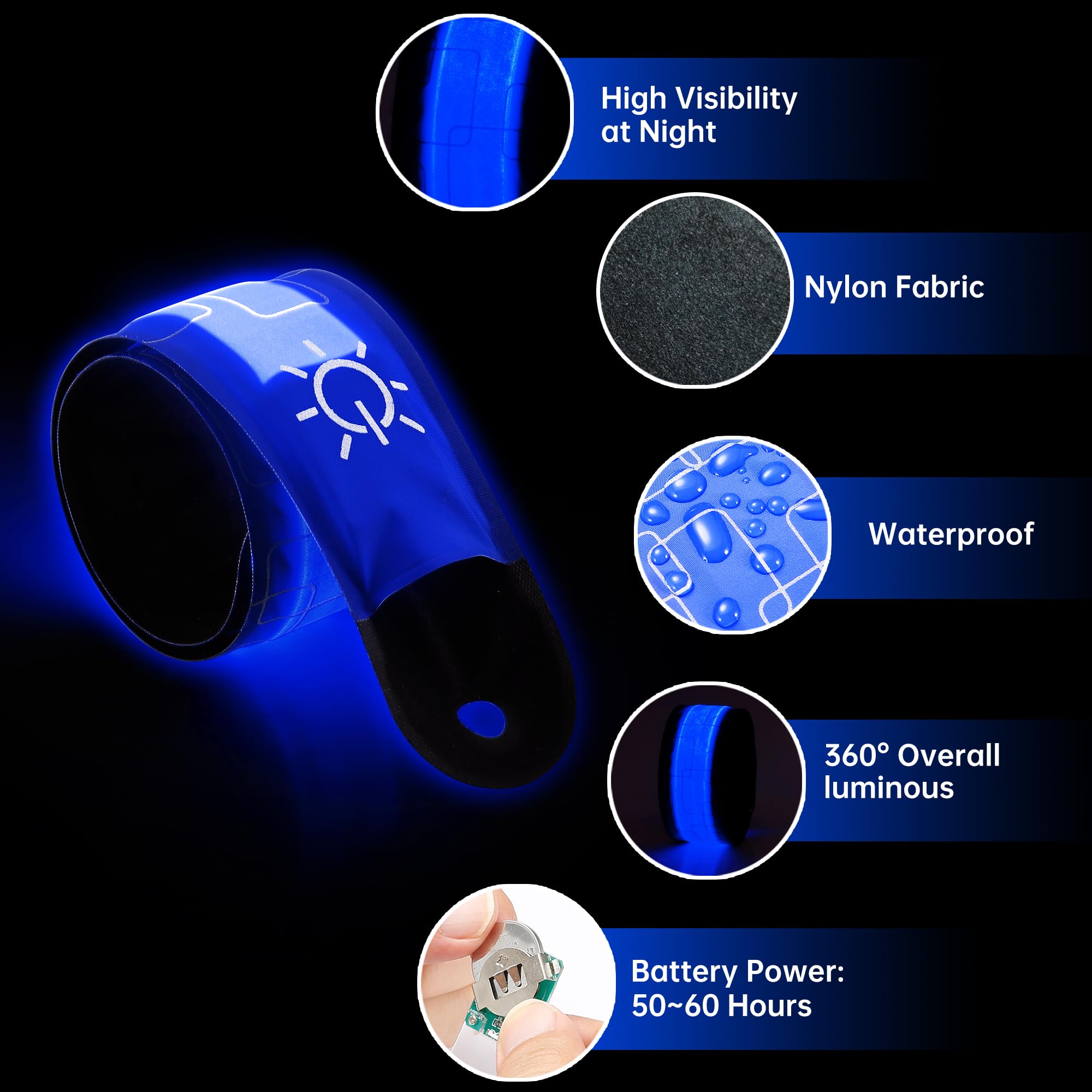 DazSpirit 4 LED Bracciale Braccialetto LED Alimentato a Batteria Fascia per Braccio di Sicurezza Notturna per Corsa