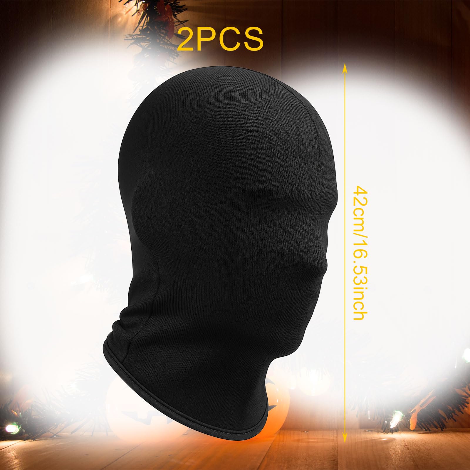 MUNSKT Black Full Face Mask,Full Black Head Cover Mask,Unisex Faceless Skin Masks Halloween Dress Up Cosplay Party Costume Carnival Night Role Playing (2 black full face covers) - Image 2