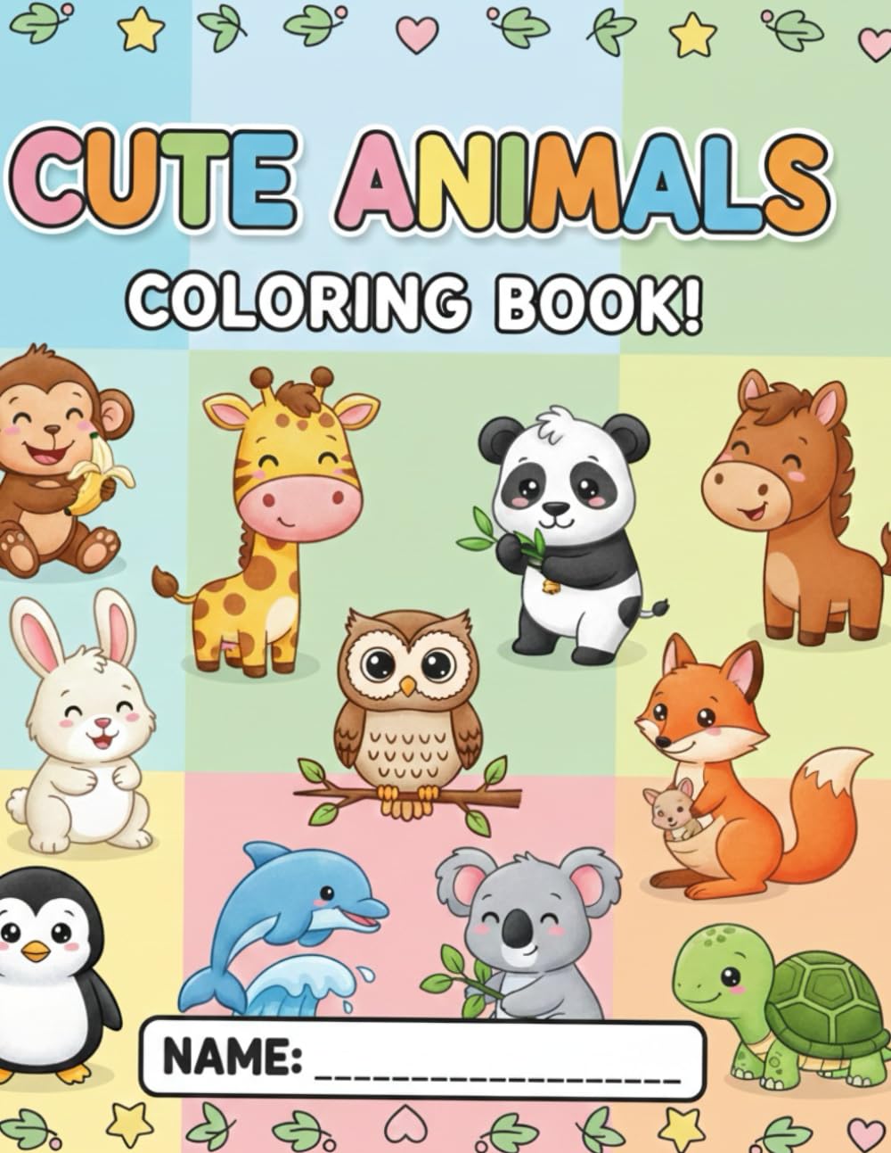 Cute Animals Coloring Book for Kids: Fun and Easy Animal Coloring Pages