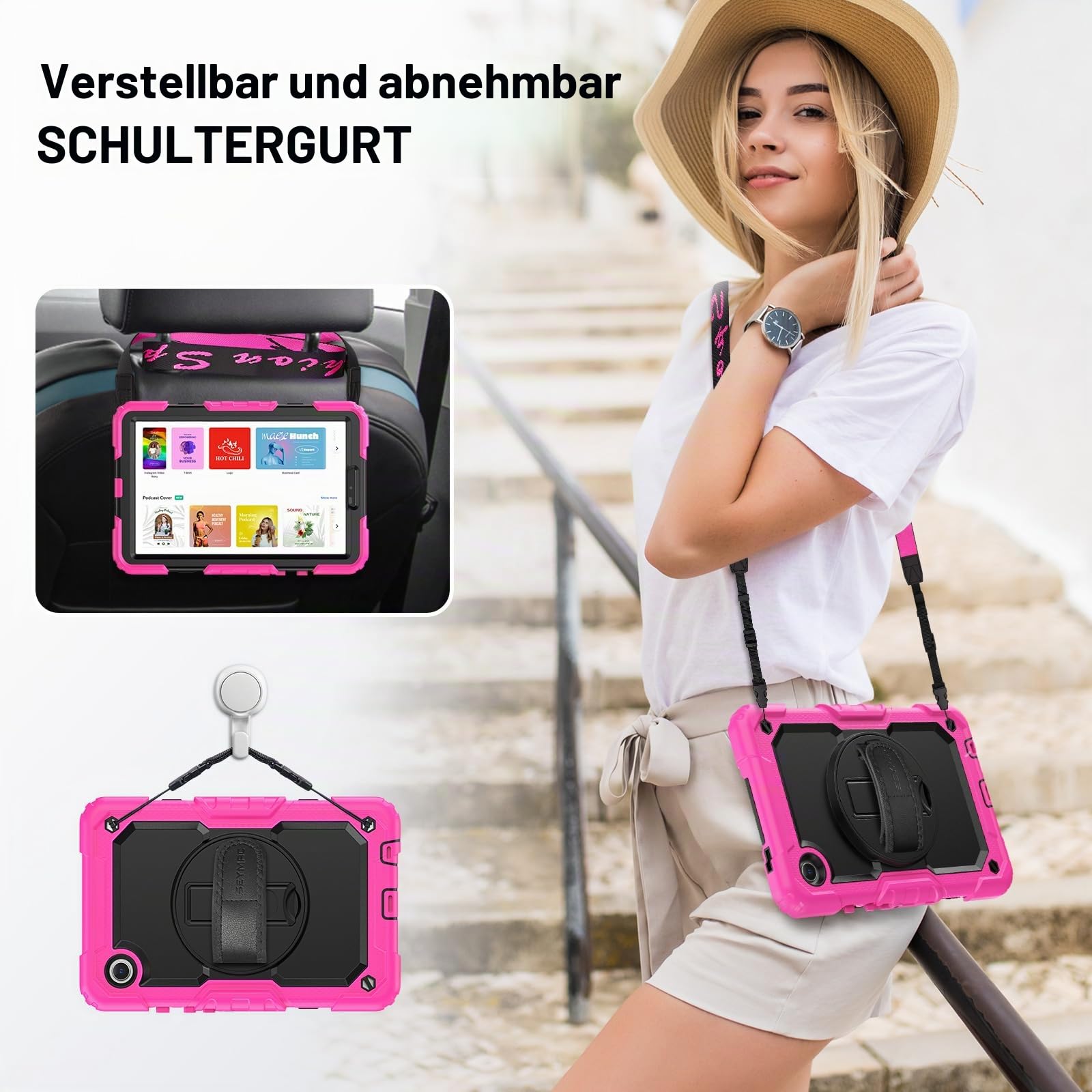 SEYMAC Hülle für Samsung Galaxy Tab A9 8,7 Zoll 2023, Rose