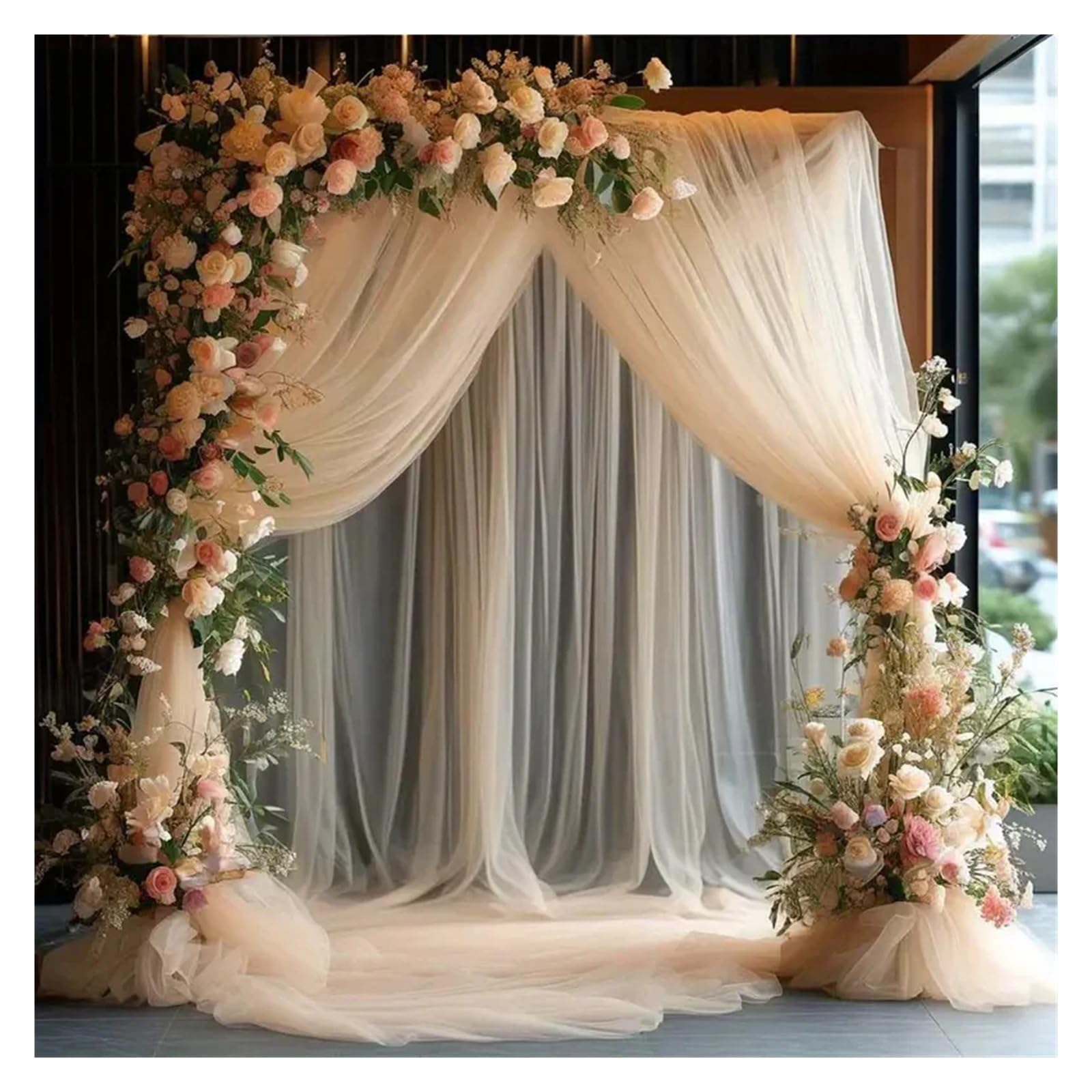 Panneaux De Rideaux De Plafond Rideaux de Plafond en Tissu Transparent for Arc Mariage, Rideau d'arrière-Plan Tulle for cérémonie, décoration Tente Douche mariée(Light Pink,160x1000cm)