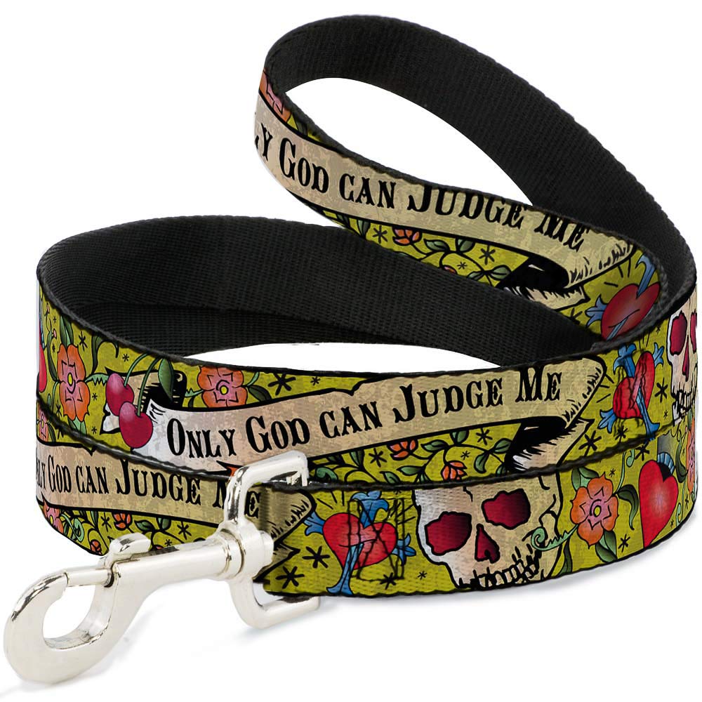 Laisse pour chien Buckle-Down Only God Can Judge Me jaune de 1,8 m